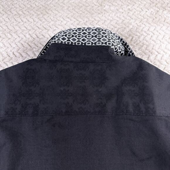 Robert Graham Knowledge Wisdom Truth Men Black Textured Button Up Shirt Sz XL - Picture 10 of 16